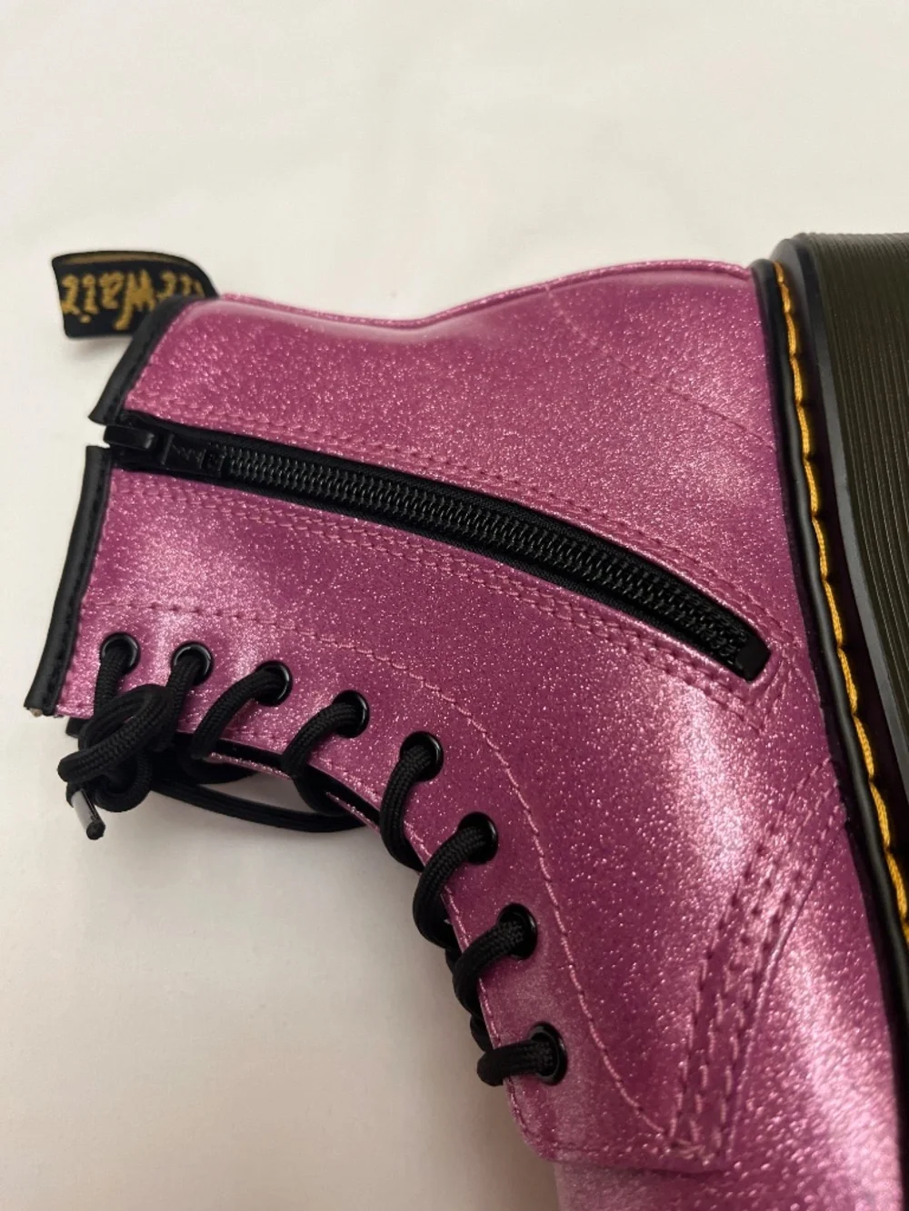 NWOT Dr. Martens Girls Sz. 4 Purple/Dark Pink Sparkle Boots. Style 1460.